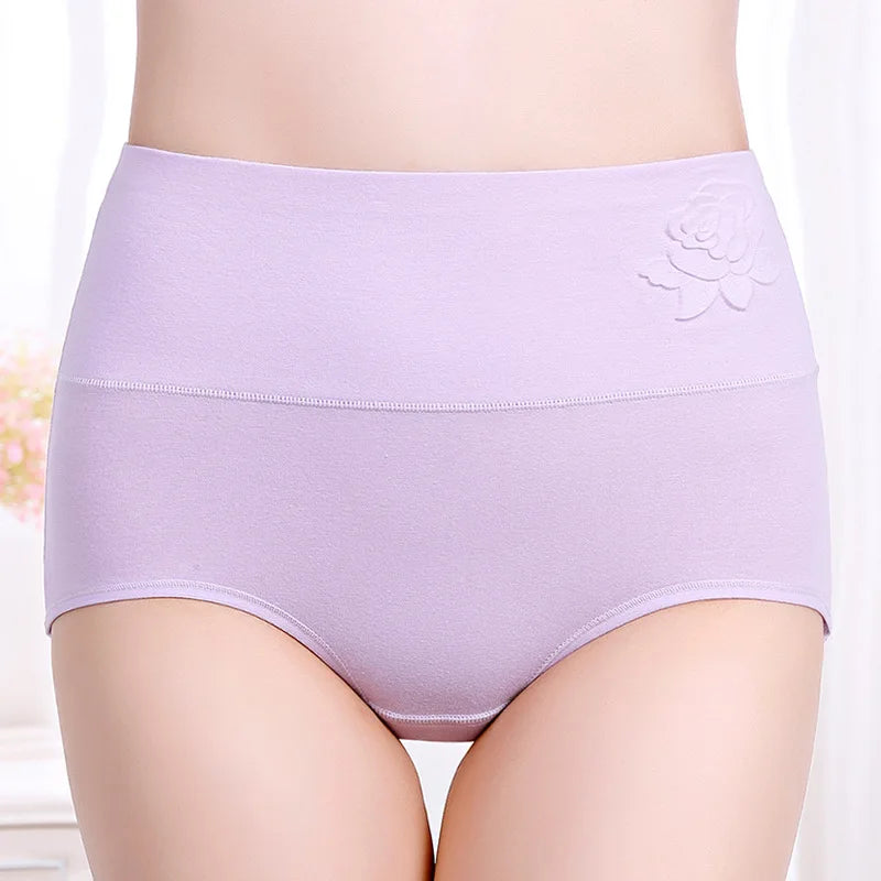 4Pcs/Set High Waist Underwear Cotton Panties Women Body Slimming Solid Briefs Plus Size Underpants Female Breathable Lingeries