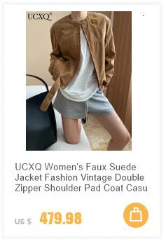 UCXQ Fashion Pullover Sweatshirt European Style Solid Color Long Sleeve All Match Loose Casual Top Women 2025 Spring Autumn 1497