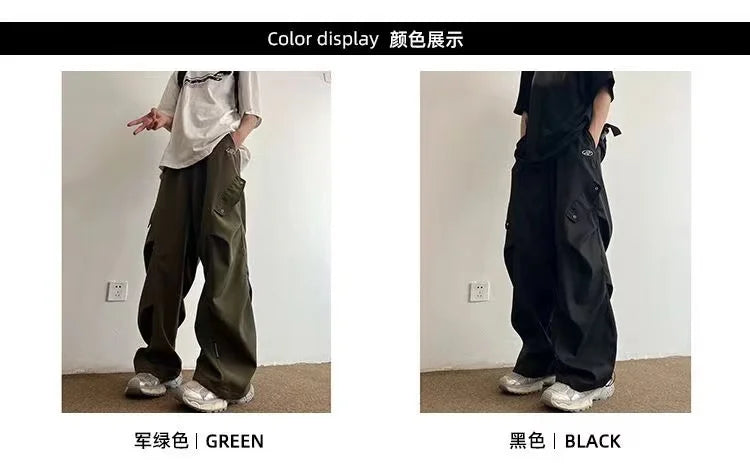 Techwear Parachute Cargo Pants Men Hip Hop Wide Leg Trousers Male Quick Drying Streetwear Loose Oversize Korean Hip Hop