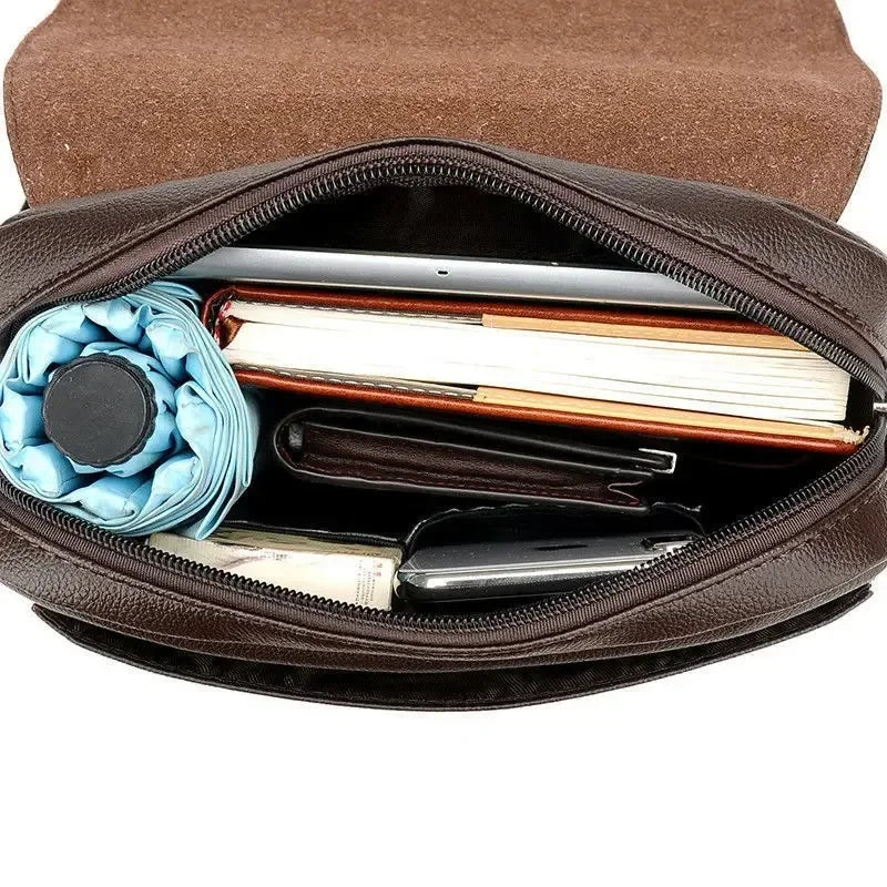 New Luxury Business Crossbody Bag Male Leather Classic Men Bag Vintage Casual Men Messenger Shoulder Bag Men Handbags
