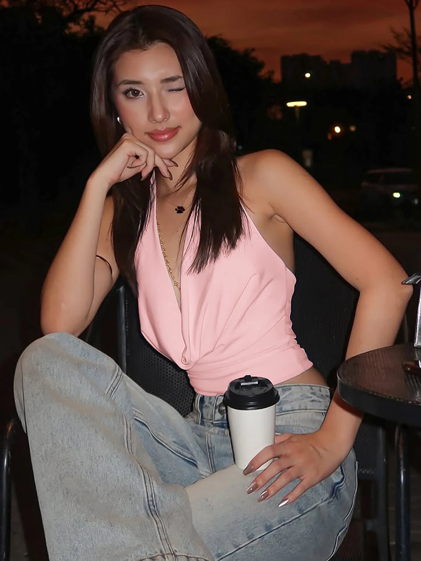 Dulzura Halter Swinging Collar Sleeveless Backless Bodycon Tank Top Solid Sexy Casual Y2K Tops Party Club Street Summer Clothes