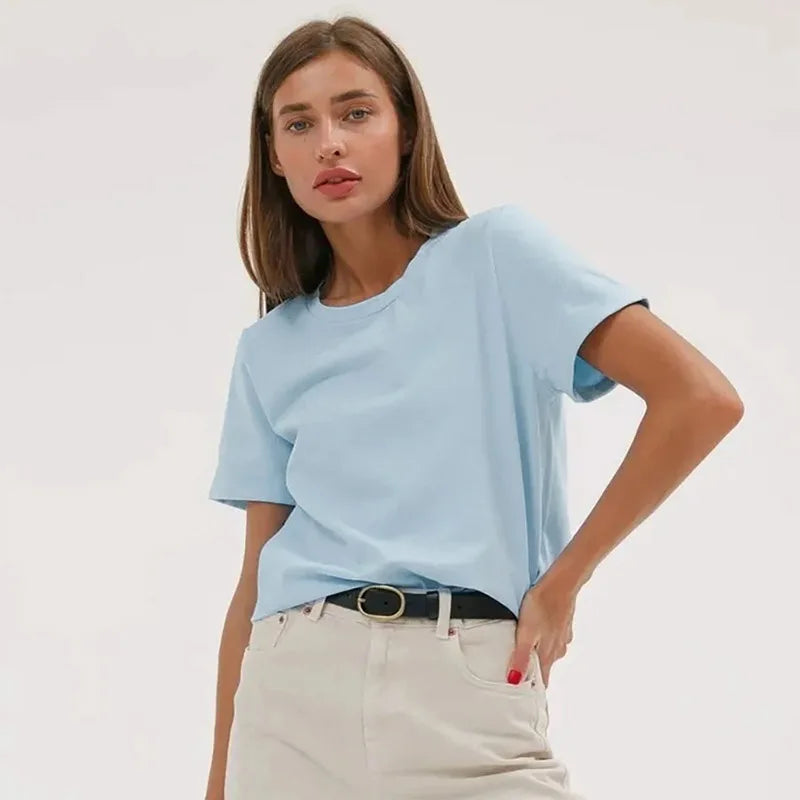 3XL 4XL 100% Cotton Women s T shirt Oversized Casual Solid Tees Short Sleeve Summer Top Plain Streetwear Quality Basic Clothing