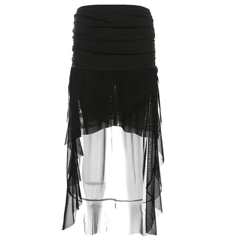2025 New Gothic Mini Skirt Halloween Goth Aesthetic 90s Y2K Party Club Harajuku Streetwear Women's Skirt Black High Waist Skirts
