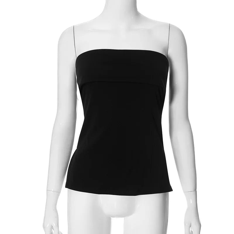 Solid Tube Tops For Women Strapless Bra Turndown Slash Neck Lenceria Femenina Backless Bralette Femme Split Bandeau Top Sexy