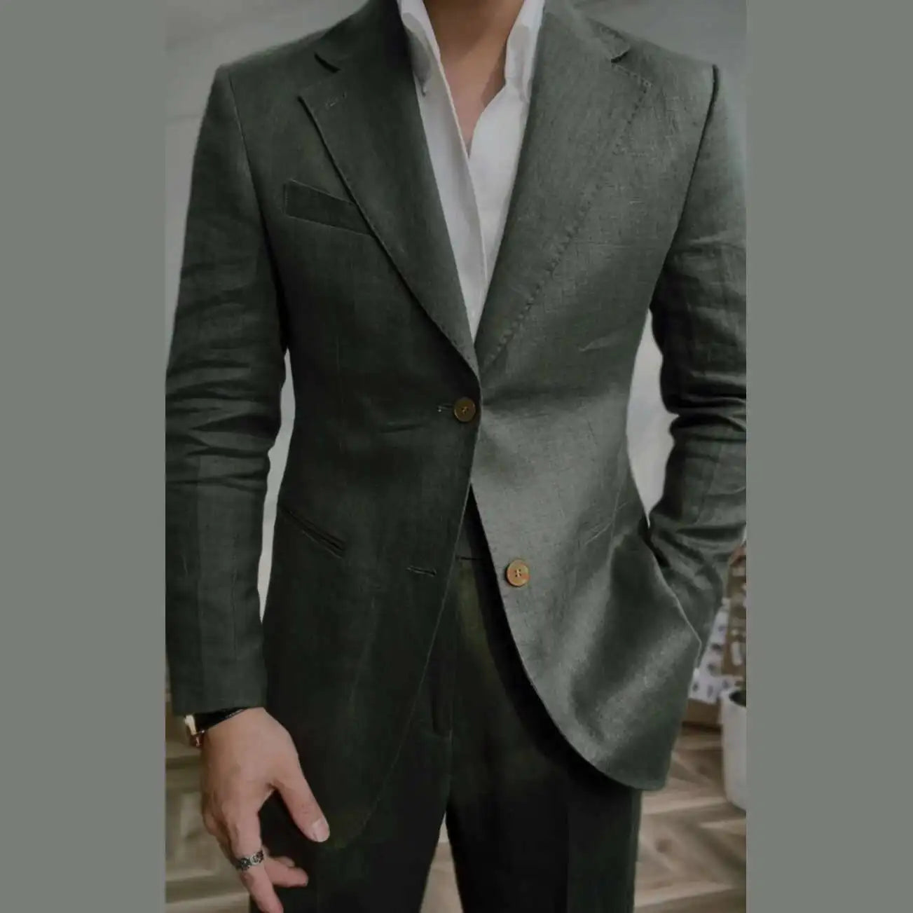 High Quality Linen Blend Business Dress Suit Wedding Suit Men Versatile Casual Office Party Prom Costume Homme Men Tuxedo Suit