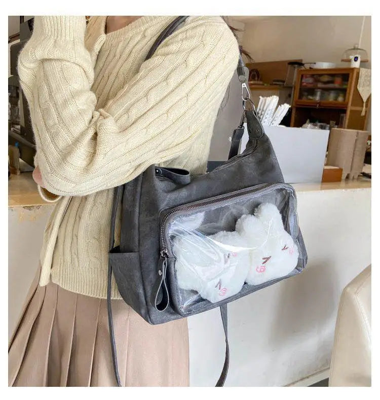 MBTI Casual Ita Bag for Women Fashion Aesthetic Y2k Large Capacity Shoulder Bag Transparent Daily Advanced Harajuku New Handbag