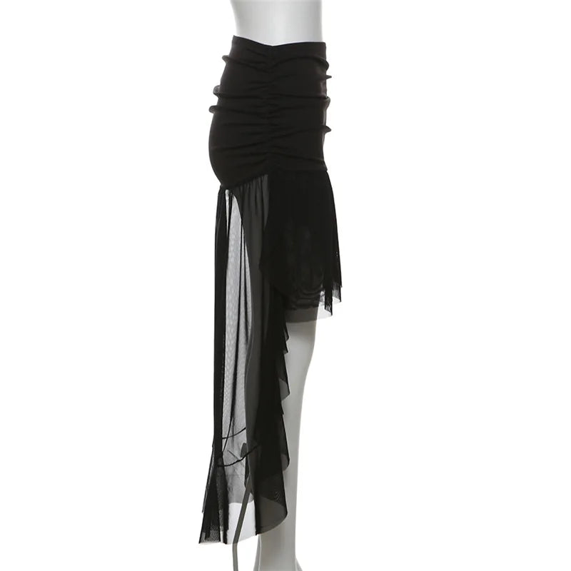 2025 New Gothic Mini Skirt Halloween Goth Aesthetic 90s Y2K Party Club Harajuku Streetwear Women's Skirt Black High Waist Skirts