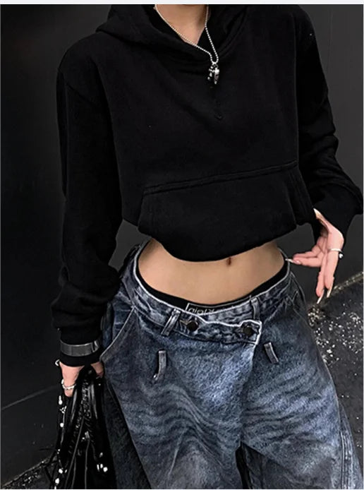 Blue Womens Jeans High Waist Vintage Design Hip Hop Straight Baggy Denim Pants Street Y2K American Style Wide Leg Denim Trouser