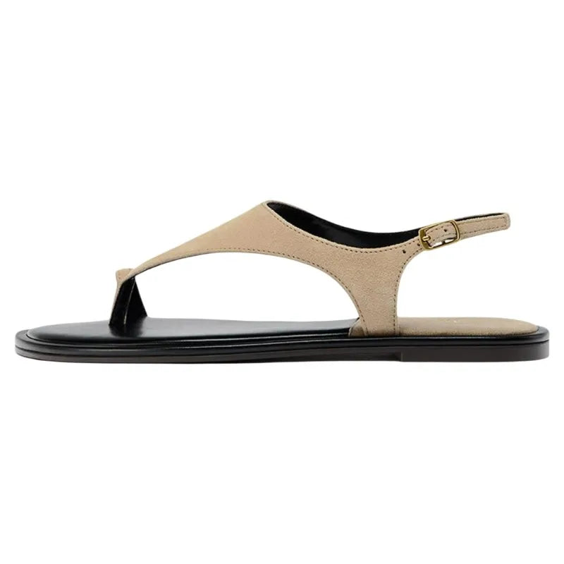Vintage Flat Toe Herringside Sandals Women's 2025 New Summer Holiday Rome Sandals and Slippers for Outer Wear