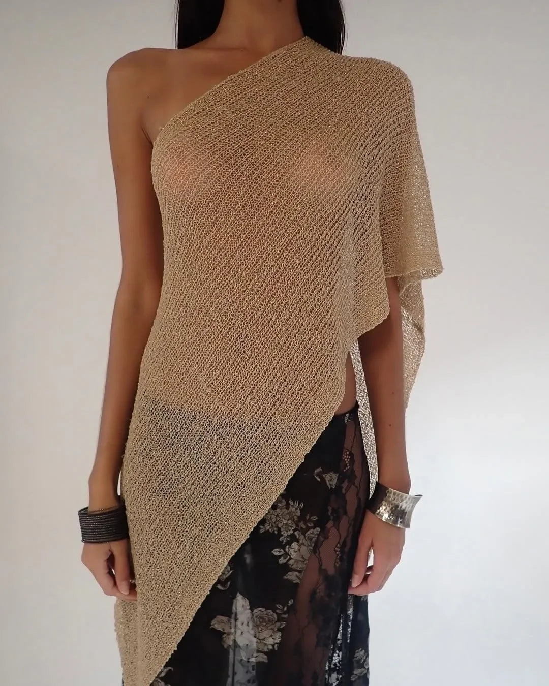 Glitter Knitted One Piece Top Women Fashion Halter Shawl Multi-wear Holiday Cape Beach Tank 2025 Summer Casual Cover Ups