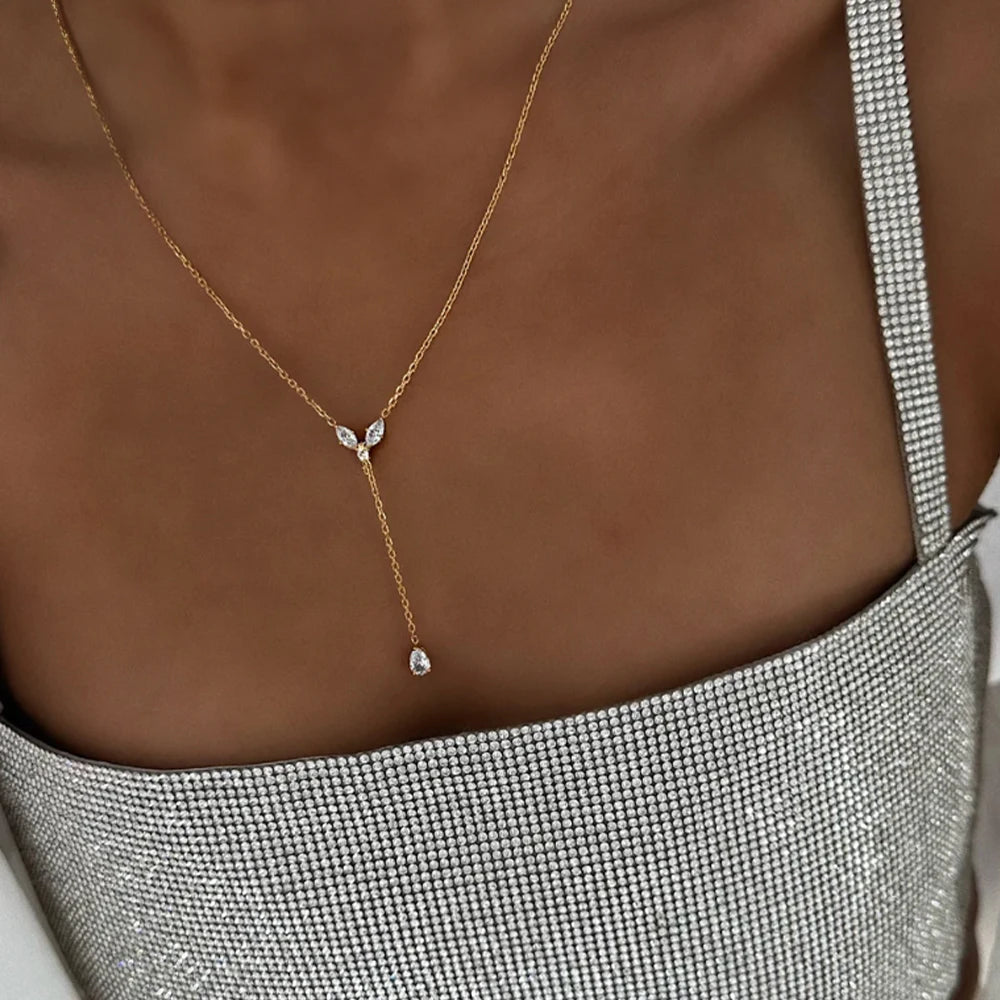 AIDE 925 Sterling Silver Personalized Snake Chain Adjustable Y Necklace Clavicle Pendant Chokers Necklace Women's Holiday Gifts