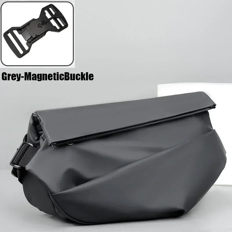 Premium Waterproof Magnetic Buckle Crossbody Bag Personality Fashion Men Messenger Bag Black Minimalist Shoulder Bags Men Bag