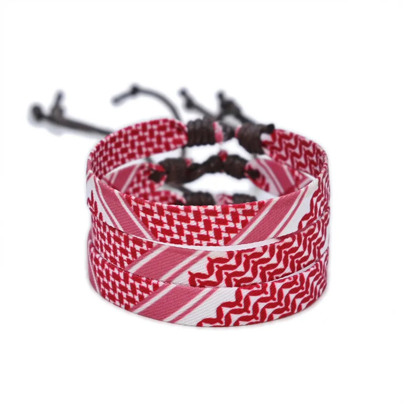 Meetvii Arabic Scarf Style Woven Bracelet for Women Men Handmade Ethnic Wave Dot Colored Ribbon Bracelets Jewelry