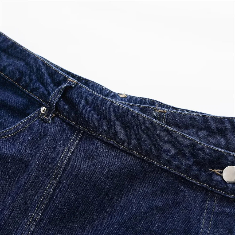 2024ZAR * Spring/Summer New Women's American Retro Versatile, Small and Popular, Western Design, Button Decorated Jeans Skirt