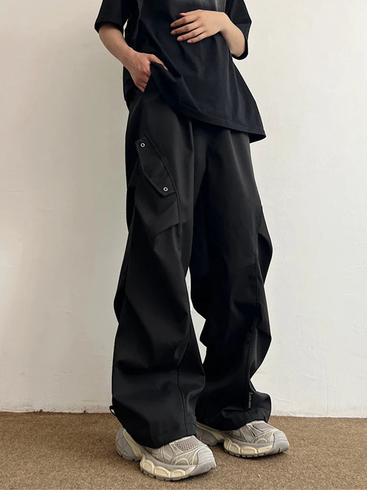Techwear Parachute Cargo Pants Men Hip Hop Wide Leg Trousers Male Quick Drying Streetwear Loose Oversize Korean Hip Hop