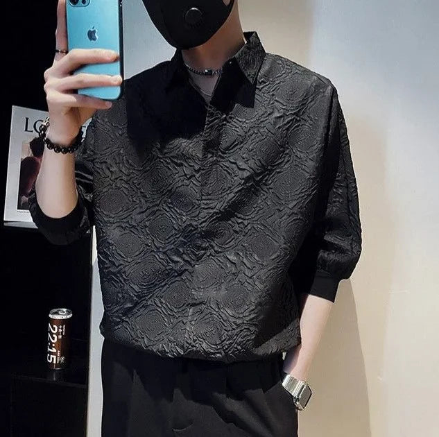 Man Shirt Graphic Half Sleeve Shirts For Men White New In Fashion 2024 Xxl Elegant With Sleeves Tops Trend S Luxury Social I