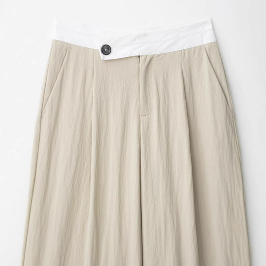 Stitching Waist High Waist Wide Leg Trousers