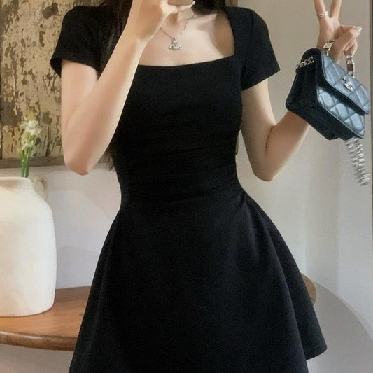 Hepburn Style Little Black Dress A- Line Skirt