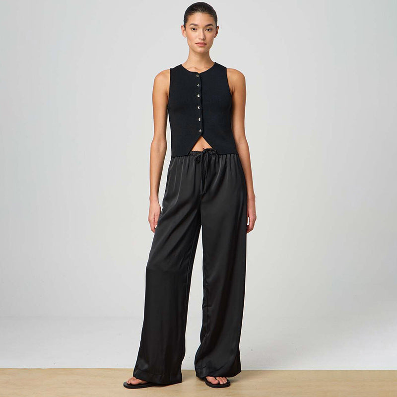 Women's Lace-up Wide-leg Trousers